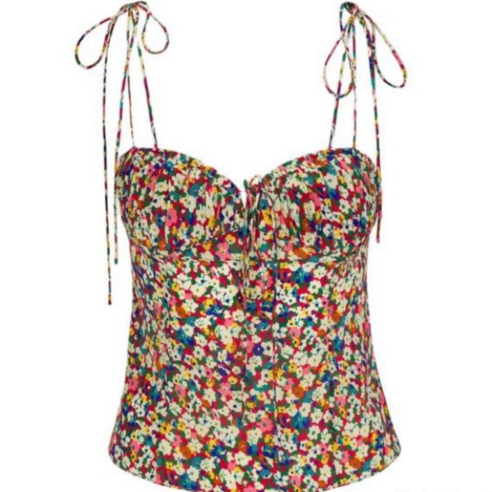 Realisation Par Multicolor Floral Tie-Shoulder Camisole